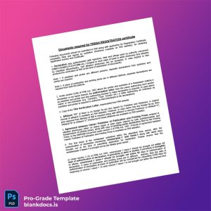 Blank India RNI Registration Certificate Template (Word/PDF) Document Preview