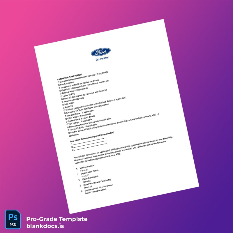 Blank India RTO Road Transport Office Registration Certificate Template in Word and PDF formats page 3 Document Preview - BlankDocs