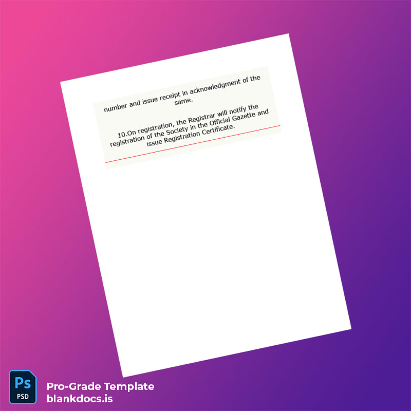 Blank India Registrar of Cooperative Societies Registration Certificate Template in Word and PDF formats page 4 Document Preview - BlankDocs