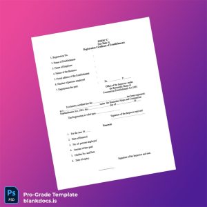 Blank India Registration Certificate of Establishments Template (Word/PDF) Document Preview
