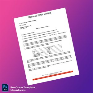 Blank India Reliance SMSL Limited Employment Verification Letter Template (Word/PDF) Document Preview - BlankDocs