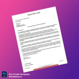 Blank India Reliance SMSL Limited Salary Certificate Template (Word/PDF) Document Preview - BlankDocs