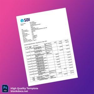 India Reserve Bank Of India Bank Statement Template in Word and PDF formats