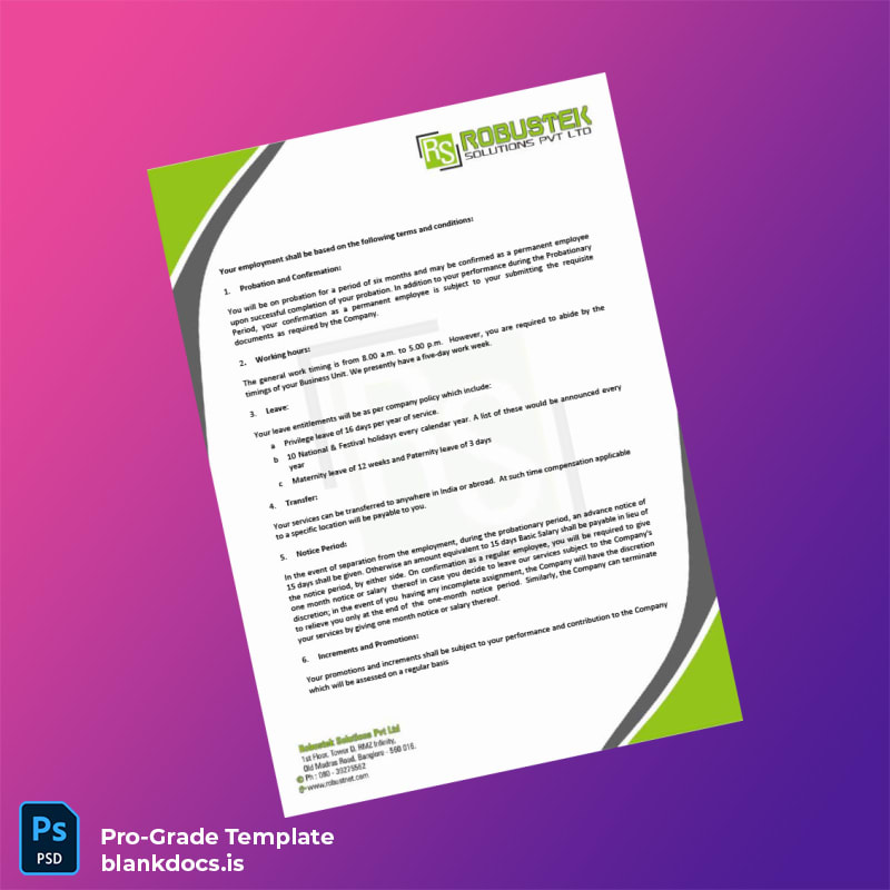 Blank India RobusTEK Solutions Employment Verification Letter Template in Word and PDF formats page 2 Document Preview - BlankDocs