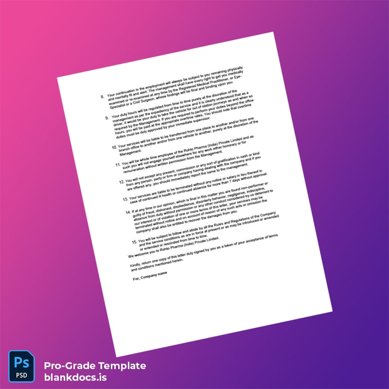 Blank India Rohto Pharma India Private Limited Employment Verification Letter Template in Word and PDF formats page 2 Document Preview - BlankDocs