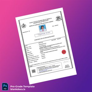 Blank India State DMLT_DMRT Examination Board Registration Certificate Template (Word/PDF) Document Preview - BlankDocs
