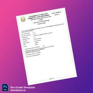 Blank India Tamil Nadu Commercial Registration Certificate Template (Word/PDF) Document Preview
