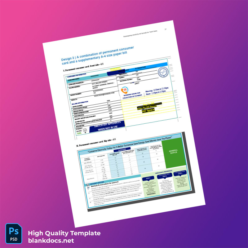 India Tamil Nadu Electricity Board Editable Electricity Bill Template in Word and PDF formats page 5