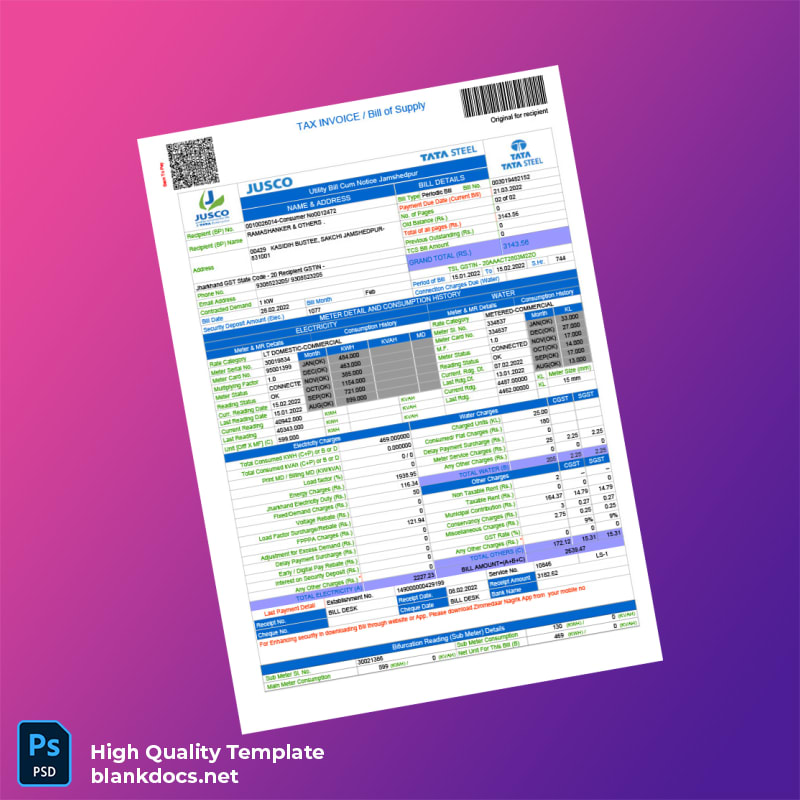 India Tata Power Editable Utility Bill Template in Word and PDF formats page 2