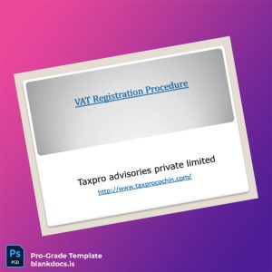 Blank India Tax Authority VAT Registration Certificate Template (Word/PDF) Document Preview
