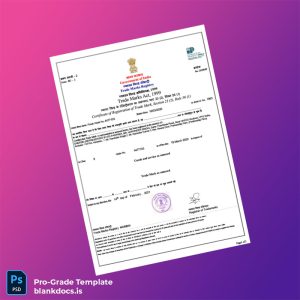 Blank India Trade Marks Registry Trade Mark Registration Certificate Template (Word/PDF) Document Preview - BlankDocs