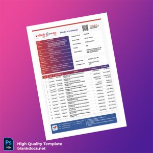 India UBI Bank Statement Template in Word and PDF formats