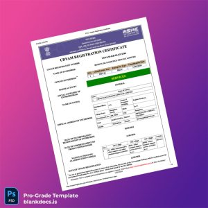 Blank India UDYAM MSME Registration Certificate Template (Word/PDF) Document Preview - BlankDocs