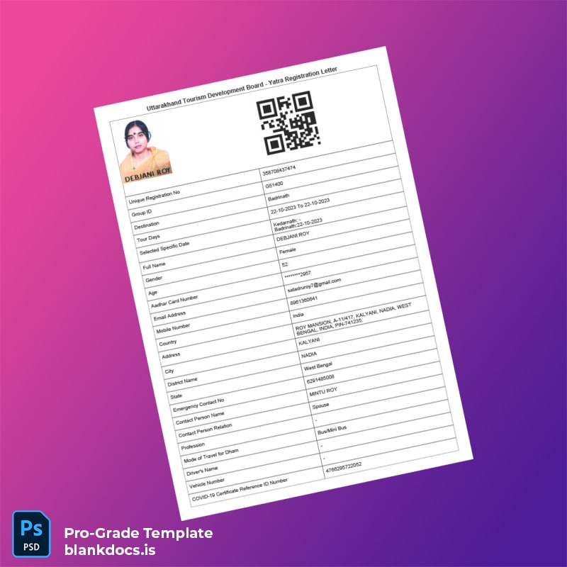 Blank India UTDB Yatra Registration Letter Template in Word and PDF formats page 3 Document Preview - BlankDocs