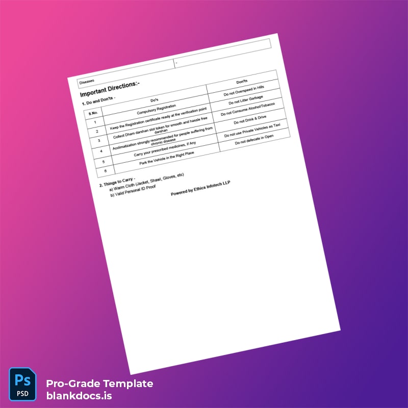 Blank India UTDB Yatra Registration Letter Template in Word and PDF formats page 6 Document Preview - BlankDocs