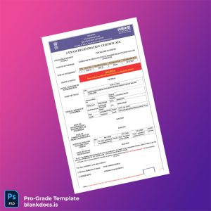 Blank India Udyam Ministry of Micro Small and Medium Enterprises Registration Certificate Template (Word/PDF) Document Preview - BlankDocs
