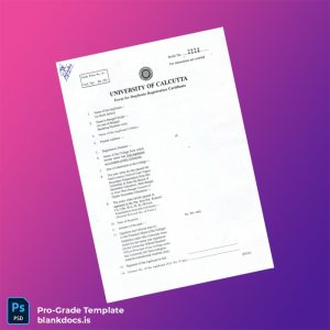 Blank India University of Calcutta Duplicate Registration Certificate Template (Word/PDF) Document Preview - BlankDocs
