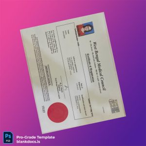 Blank India West Bengal Medical Council Registration Certificate Template (Word/PDF) Document Preview - BlankDocs