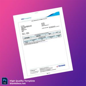 India YES Bank Statement Template in Word and PDF formats