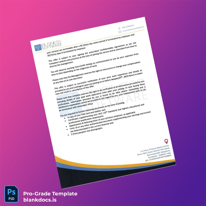 Blank India iBusiness Software Employment Verification Letter Template in Word and PDF formats page 2 Document Preview - BlankDocs