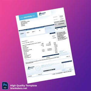 Ireland Bord G Is Energy Editable Electricity Bill Template in Word and PDF formats