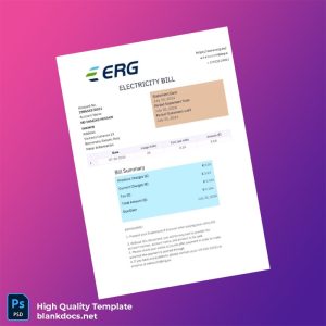 Italy ERG Editable Utility Bill Template in Word and PDF formats