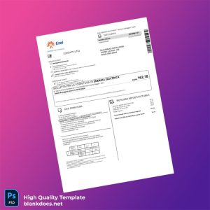 Italy Enel Editable Utility Bill Template in Word and PDF formats