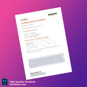 Italy Payoneer Account Statement Template in Word and PDF formats