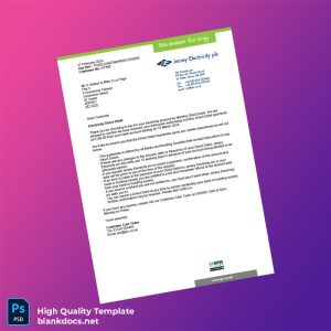 Jersey Jersey Electricity Plc Editable Electricity Bill Template in Word and PDF formats