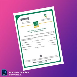 Blank KIC VAT Registration Certificate Template (Word/PDF) Document Preview