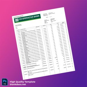 Kenya Cooperative Bank Account Statement Template in Word and PDF formats