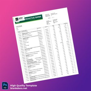 Kenya Cooperative Bank Statement Template in Word and PDF formats