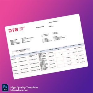 Kenya DTB Bank Statement Template in Word and PDF formats