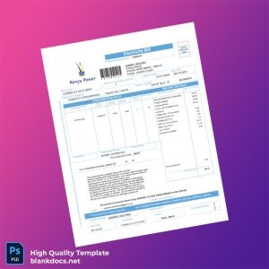 Kenya Kenya Power Lighting Company Limited Editable Utility Bill Template in Word and PDF formats