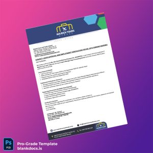 Blank Kenya Majirch Tours and Trade Ltd Employment Verification Letter Template (Word/PDF) Document Preview - BlankDocs