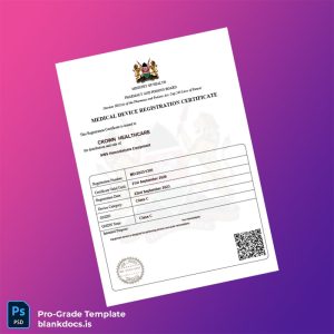 Blank Kenya Pharmacy and Poisons Board Medical Device Registration Certificate Template (Word/PDF) Document Preview - BlankDocs