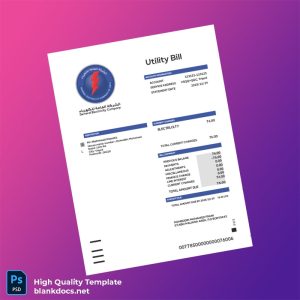 Libya General Electricity Company Editable Electricity Bill Template in Word and PDF formats
