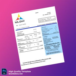 MLGW Editable Utility Bill Template in Word and PDF formats