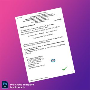Blank Maharashtra Nursing Council Registration Certificate Template (Word/PDF) Document Preview - BlankDocs