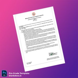 Blank Maharashtra Real Estate Regulatory Authority Registration Certificate Template (Word/PDF) Document Preview - BlankDocs