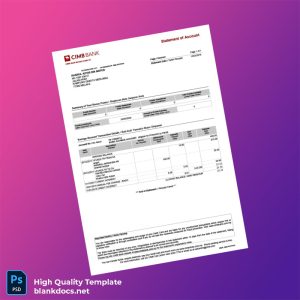 Malaysia CIMB Bank Statement Template in Word and PDF formats
