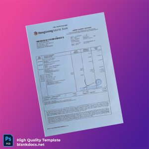 Malaysia Hong Leong Islamic Bank Berhad Bank Statement Template in Word and PDF formats