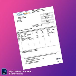 Malaysia Meamulat Bank Statement Template in Word and PDF formats