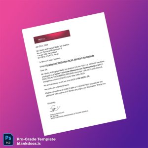 Blank Malaysia NIPCO ELECTRICAL ENGINEERING SDN BHD Employment Verification Letter Template (Word/PDF) Document Preview - BlankDocs