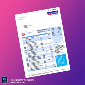 Malta NBS Bank Statement Template in Word and PDF formats