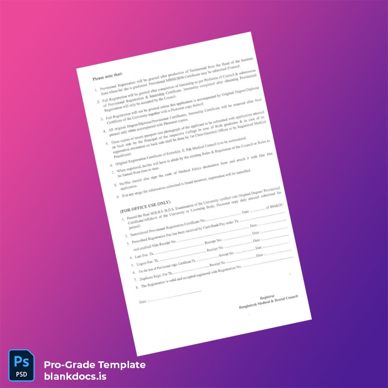 Blank Medical Practitioners Registration Certificate Template in Word and PDF formats page 3 Document Preview - BlankDocs