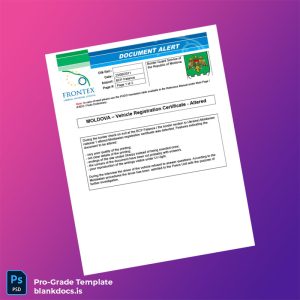 Blank Moldova Border Guard Service Vehicle Registration Certificate Template (Word/PDF) Document Preview