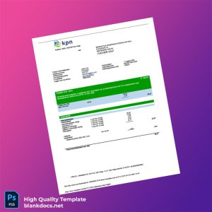 Netherlands KPN B V Editable Utility Bill Template in Word and PDF formats