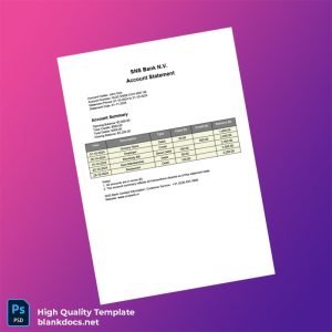 Netherlands SNS Bank Statement Template in Word and PDF formats