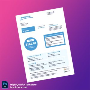 New Zealand EnergyA Editable Electricity Bill Template in Word and PDF formats